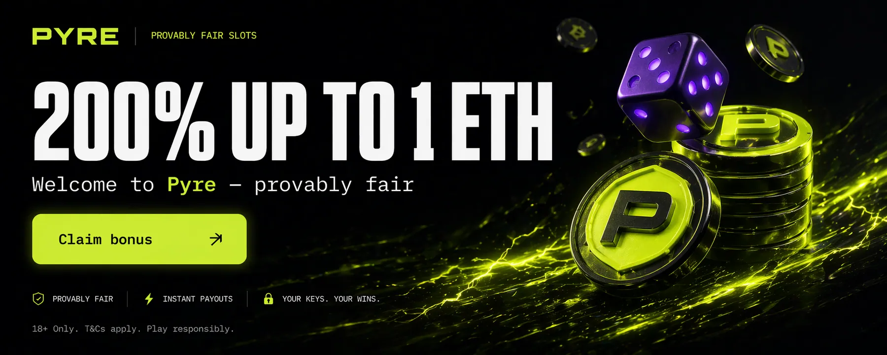 Welcome creative — 200% up to 1 ETH, provably-fair trust line